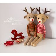 /WorkroomJuliaLitvin Reindeer Crochet Deer Amigurumi Christmas toy Baby gift Christmas deer Soft toy Rudolph the Red Nosed Reindeer Plush Toy Reindeer toy