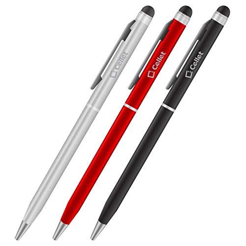  Works for Phone 2 by Cellet PRO Stylus Pen for Razer Phone 2 with Ink, High Accuracy, Extra Sensitive, Compact Form for Touch Screens [3 Pack-Black-Red-Silver]