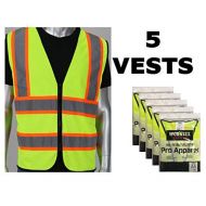 Worktex Safety Economy Class 2 Two-Tone Mesh Safety Vest, Yellow/Lime, Size S, 5 per Pack