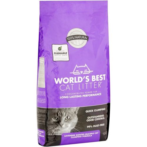  World's Best Cat Litter Worlds Best Cat Litter Long Lasting Performance Multiple Cat Clumping Formula, Lavender Scent, 15 lbs (pack 4)
