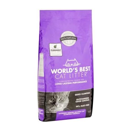  World's Best Cat Litter Worlds Best Cat Litter Lavender Scented Multiple Cat Clumping Formula, 15 lb, 6 Pack