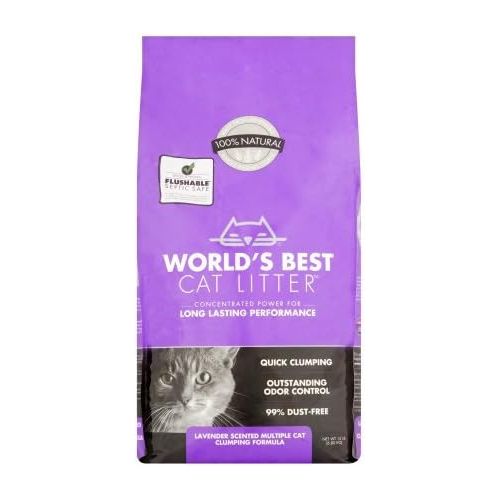  World's Best Cat Litter Worlds Best Cat Litter Lavender Scented Multiple Cat Clumping Formula, 15 lb, 6 Pack