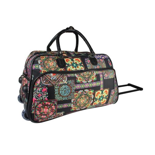  World+Traveler World Traveler World Traveler 21-inch Carry-on Rolling Duffel Bag - Multi Patchwork Rolling Duffel