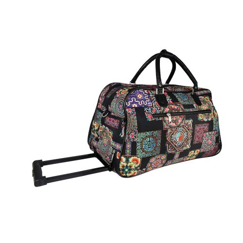  World+Traveler World Traveler World Traveler 21-inch Carry-on Rolling Duffel Bag - Multi Patchwork Rolling Duffel