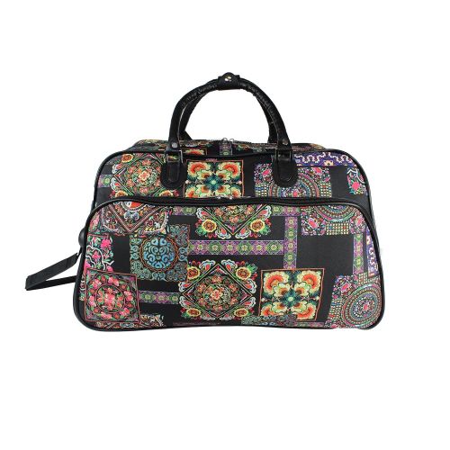  World+Traveler World Traveler World Traveler 21-inch Carry-on Rolling Duffel Bag - Multi Patchwork Rolling Duffel