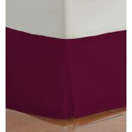 World Class Linens Classic Elastic Styling Bed Skirt Luxury and premium quality Double Brushed 100% Egyptian cotton 14” Tailored Pleated Drop length (Queen, Burgundy)