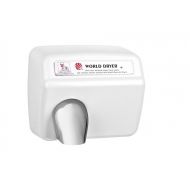 A Series A5-974 Push Button Hand Dryer - Cast Iron White - By World Dryer, 115 Volt, Durable, Commercial Restroom Hand Blower