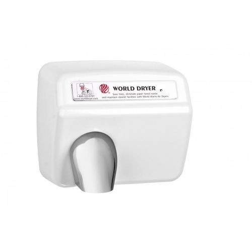  A Series A5-974 Push Button Hand Dryer - Cast Iron White - By World Dryer, 115 Volt, Durable, Commercial Restroom Hand Blower