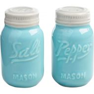 World Market Ceramic Mason Jar Salt and Pepper Shaker - Great Kitchen Accessories 1 Salt and 1 Pepper Jar - Retro Table Countertop and Kitchen Decor Wrap for Holiday Giveaways, and