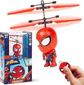 World Tech Toys Spider-Man Infrared Flight UFO Big Head Helicopter | Official Marvel Licensed Product | Infrared Motion Sensor Controlled | for Kids Ages 6-12