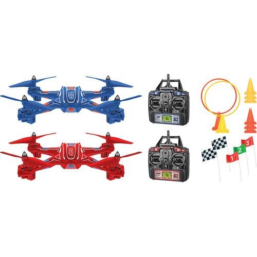  World Tech Toys Zip & Zap Racing Drones Double Pack 2.4Ghz 4.5 Channel RC Quadcopter Vehicle, BlueRed, 27 x 10 x 14