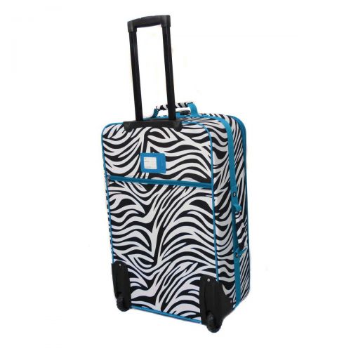  World Traveler Zebra 3-Piece Expandable Upright Luggage Set, Teal Trim