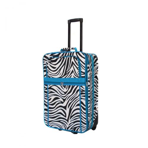  World Traveler Zebra 3-Piece Expandable Upright Luggage Set, Teal Trim