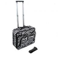 World Traveler Vogue Fashion Ladies Rolling Laptop Computer Briefcase  Black Trim Zebra
