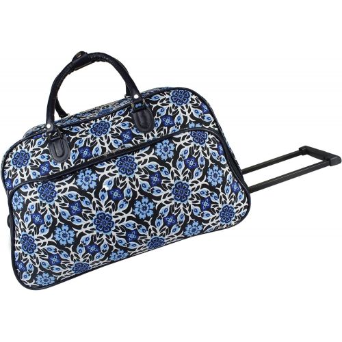  World Traveler 21-inch Carry-on Rolling Duffel Bag-Winter Flower