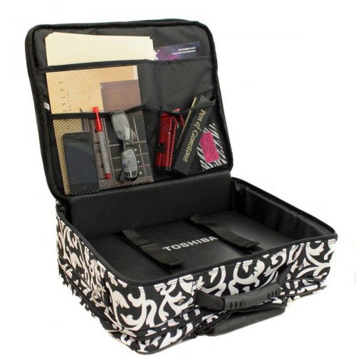  World Traveler Damask Rolling 17-inch Laptop Case, Black Trim