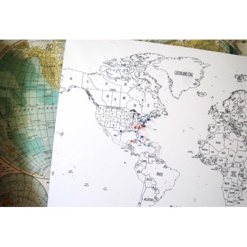  World Vibe Studio Push Pin Board Map, Stark White, World Travel, Honeymoon, Gift for Men, Moms, Paper gift, Modern Map