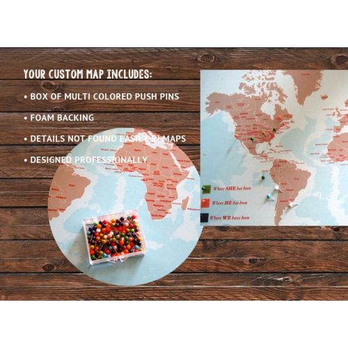  World Vibe Studio Push Pin Board Map, Stark White, World Travel, Honeymoon, Gift for Men, Moms, Paper gift, Modern Map