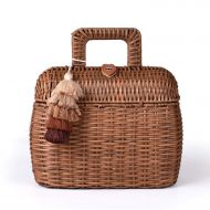 World-palm handbag Handmade Woven Rattan Bag Women Straw Bag Bamboo Circular Beach Bags Bohemian Knitting Shoulder Bags