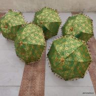 Worldoftextile 10 Pcs Green Lot Indian Wedding Umbrella Handmade Umbrella Decorations Vintage Parasols Cotton Umbrellas