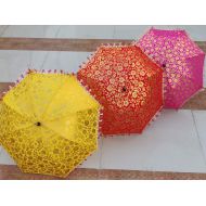 Worldoftextile 10 Pcs Mix Lot Indian Wedding Umbrella Handmade Umbrella Decorations Vintage Parasols Cotton Umbrellas