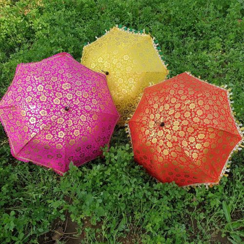  Worldoftextile 10 Pcs Mix Lot Indian Wedding Umbrella Handmade Umbrella Decorations Vintage Parasols Cotton Umbrellas