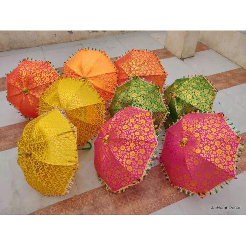  Worldoftextile 10 Pcs Mix Lot Indian Wedding Umbrella Handmade Umbrella Decorations Vintage Parasols Cotton Umbrellas