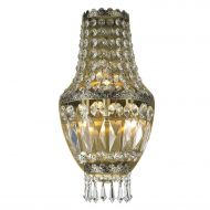 Worldwide Lighting W23086AB8 Metropolitan 3 Light Basket Wall Sconce, Antique Bronze Finish and Clear Crystal, Small Fixture, 8 W x 16 H