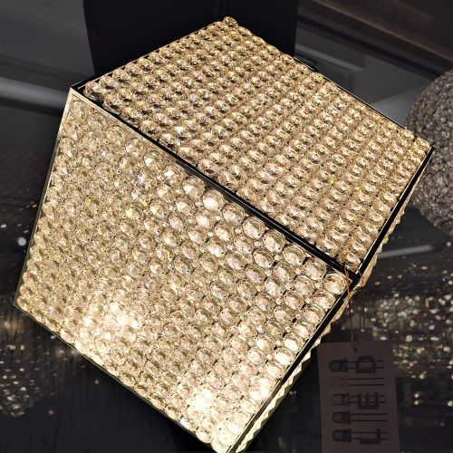  Worldwide Lighting Cube Collection 13 Light Chrome Finish and Clear Crystal Geometric Pendant 18 L x 18 W x 18 H Medium