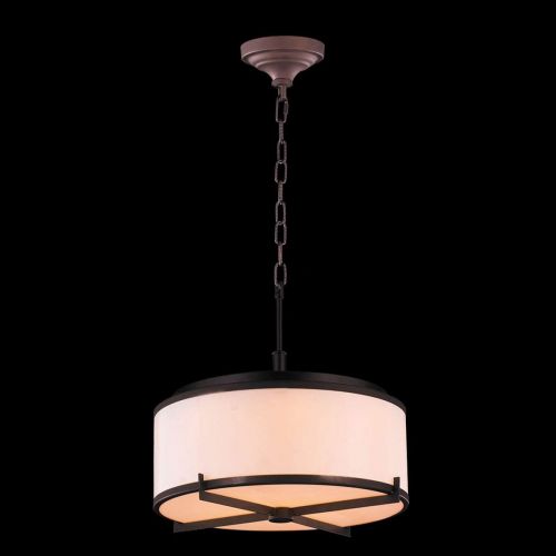  Worldwide Lighting Madeline Collection 6 Light LED Dark Bronze Finish with Bisque Drum Shade Pendant 16 D x 13 H Small