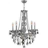 Worldwide Lighting Provence Collection 5 Light Chrome Finish and Smoke Crystal Chandelier 21 D x 26 H Medium