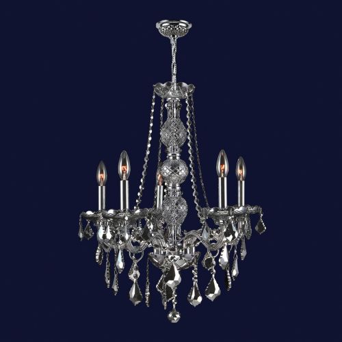  Worldwide Lighting Provence Collection 5 Light Chrome Finish and Smoke Crystal Chandelier 21 D x 26 H Medium
