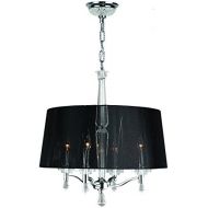 Worldwide Lighting Gatsby Collection 4 Light Chrome Finish and Clear Crystal Chandelier with Black String Drum Shade 25 D x 28 H Large