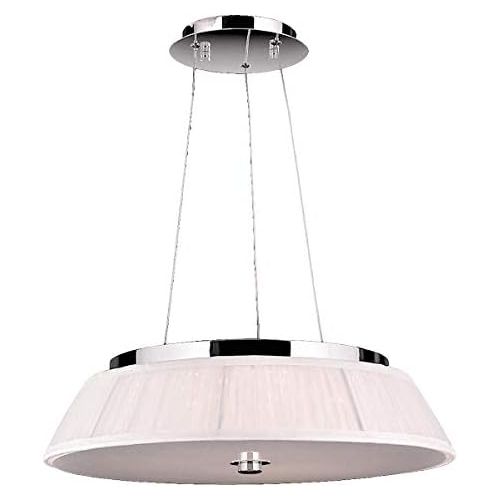  Worldwide Lighting Alice Collection 9 Light LED Chrome Finish with White String Shade Pendant 20 D x 4 H Medium