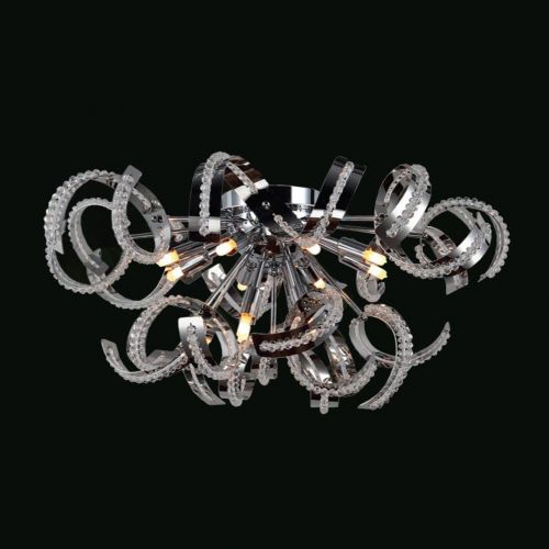  Worldwide Lighting Medusa Collection 12 Light Chrome Finish Crystal Ribbon Flush Mount Ceiling Light 22 D x 15 H Large