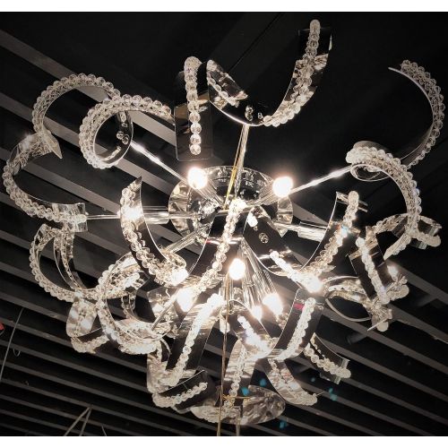  Worldwide Lighting Medusa Collection 12 Light Chrome Finish Crystal Ribbon Flush Mount Ceiling Light 22 D x 15 H Large
