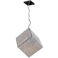 Worldwide Lighting Cube Collection 9 Light Chrome Finish and Clear Crystal Geometric Pendant 15 L x 15 W x 15 H Small