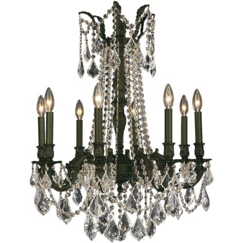  Worldwide Lighting Windsor Collection 8 Light Flemish Brass Finish and Clear Crystal Chandelier 24 D x 30 H Large