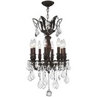 Worldwide Lighting Versailles Collection 8 Light Flemish Brass Finish and Clear Crystal Chandelier 14 D x 23 H Mini