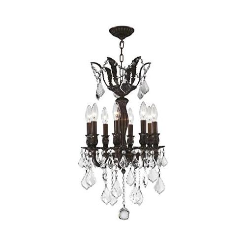  Worldwide Lighting Versailles Collection 8 Light Flemish Brass Finish and Clear Crystal Chandelier 14 D x 23 H Mini