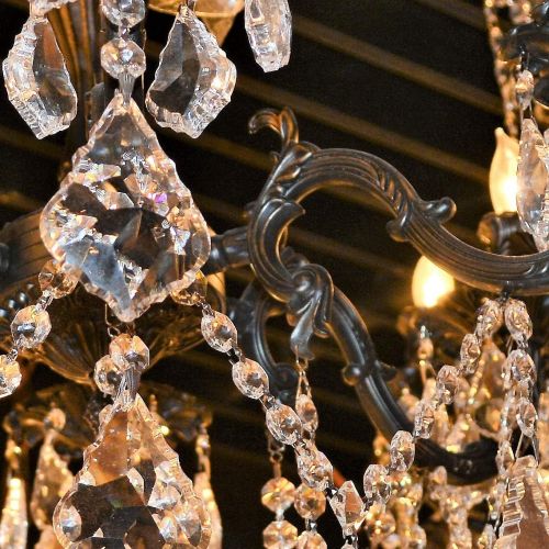  Worldwide Lighting Versailles Collection 8 Light Flemish Brass Finish and Clear Crystal Chandelier 14 D x 23 H Mini