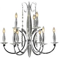 Worldwide Lighting Innsbruck Collection 9 Light Chrome Finish Crystal Chandelier 29 D x 26 H Two 2 Tier Large