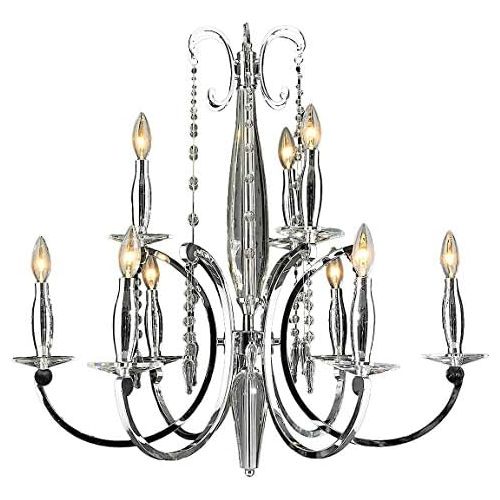  Worldwide Lighting Innsbruck Collection 9 Light Chrome Finish Crystal Chandelier 29 D x 26 H Two 2 Tier Large