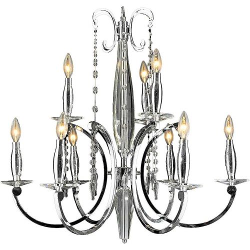  Worldwide Lighting Innsbruck Collection 9 Light Chrome Finish Crystal Chandelier 29 D x 26 H Two 2 Tier Large