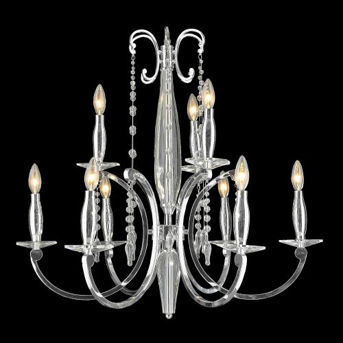  Worldwide Lighting Innsbruck Collection 9 Light Chrome Finish Crystal Chandelier 29 D x 26 H Two 2 Tier Large