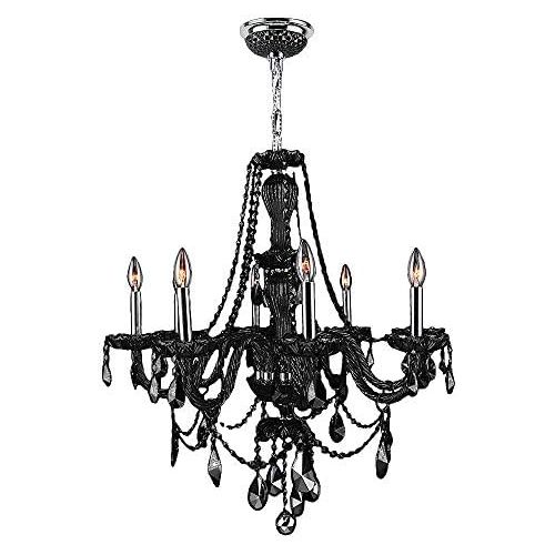  Worldwide Lighting Provence Collection 8 Light Chrome Finish and Black Crystal Chandelier 28 D x 30 H Large