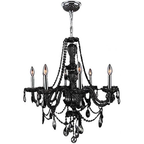  Worldwide Lighting Provence Collection 8 Light Chrome Finish and Black Crystal Chandelier 28 D x 30 H Large
