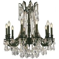 Worldwide Lighting Windsor Collection 10 Light Flemish Brass Finish and Clear Crystal Chandelier 28 D x 31 H Large