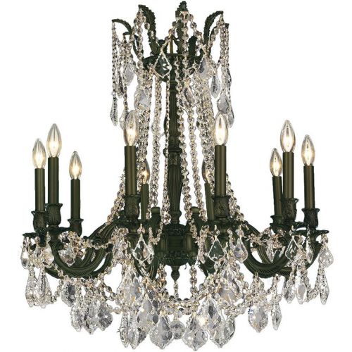  Worldwide Lighting Windsor Collection 10 Light Flemish Brass Finish and Clear Crystal Chandelier 28 D x 31 H Large