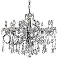Worldwide Lighting Kronos Collection 8 Light Chrome Finish and Clear Crystal Chandelier 30 D x 26 H Large